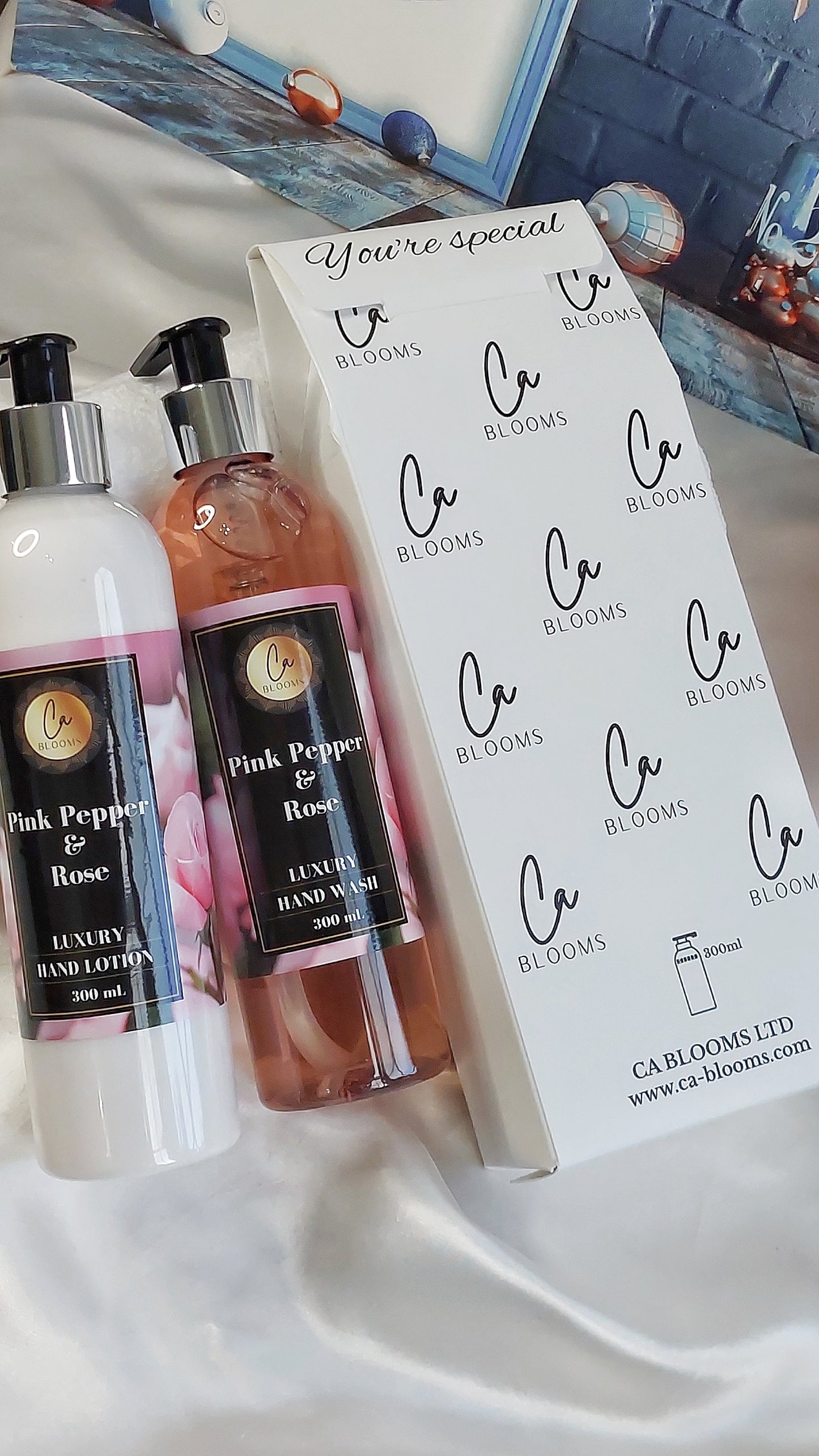 Pink pepper and Rose hand wash and hand lotion gift set