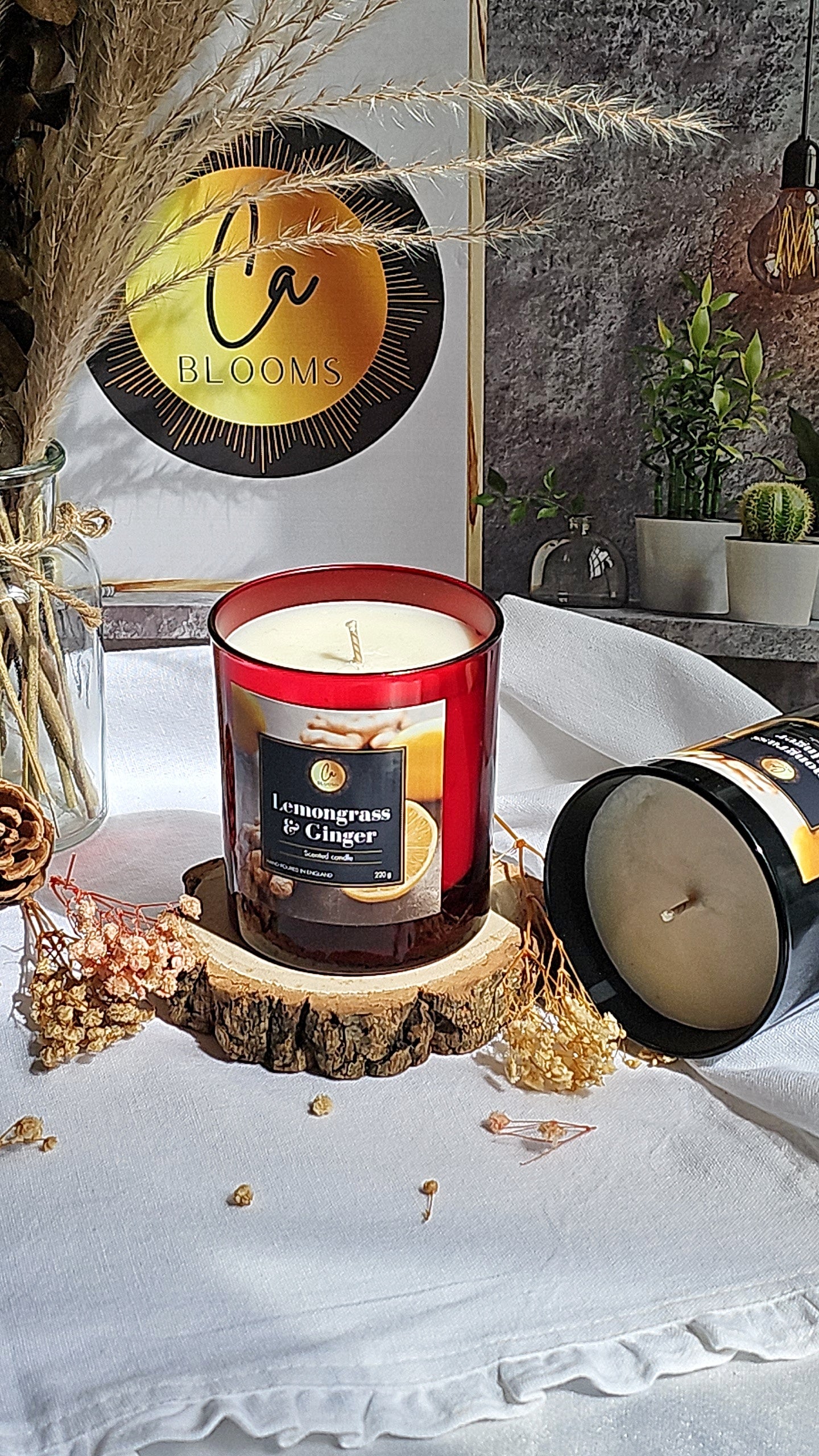 Lemongrass and ginger scented candle