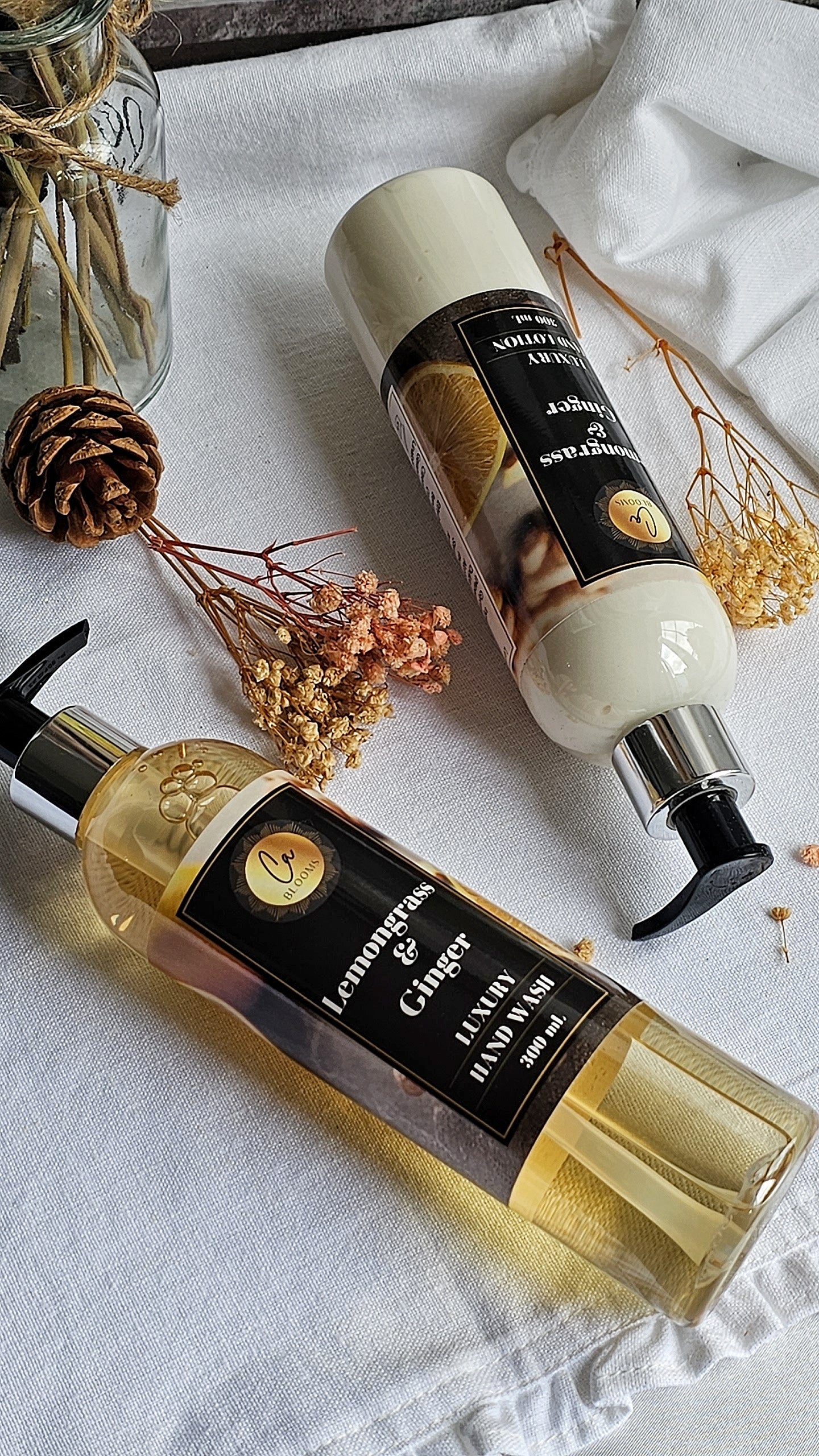 Lemongrass and ginger hand wash and hand lotion gift set