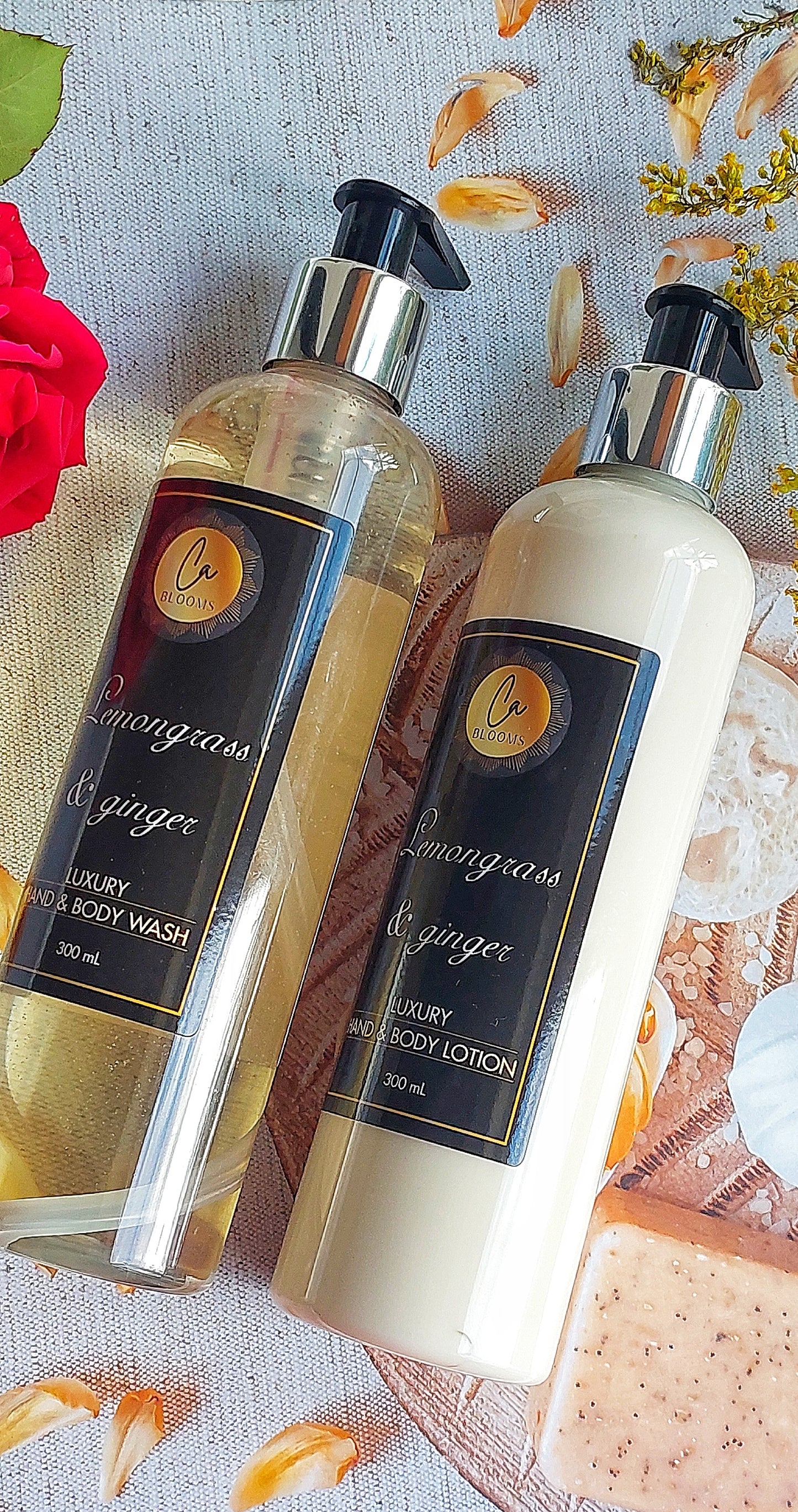 Lemongrass and ginger hand wash and hand lotion gift set