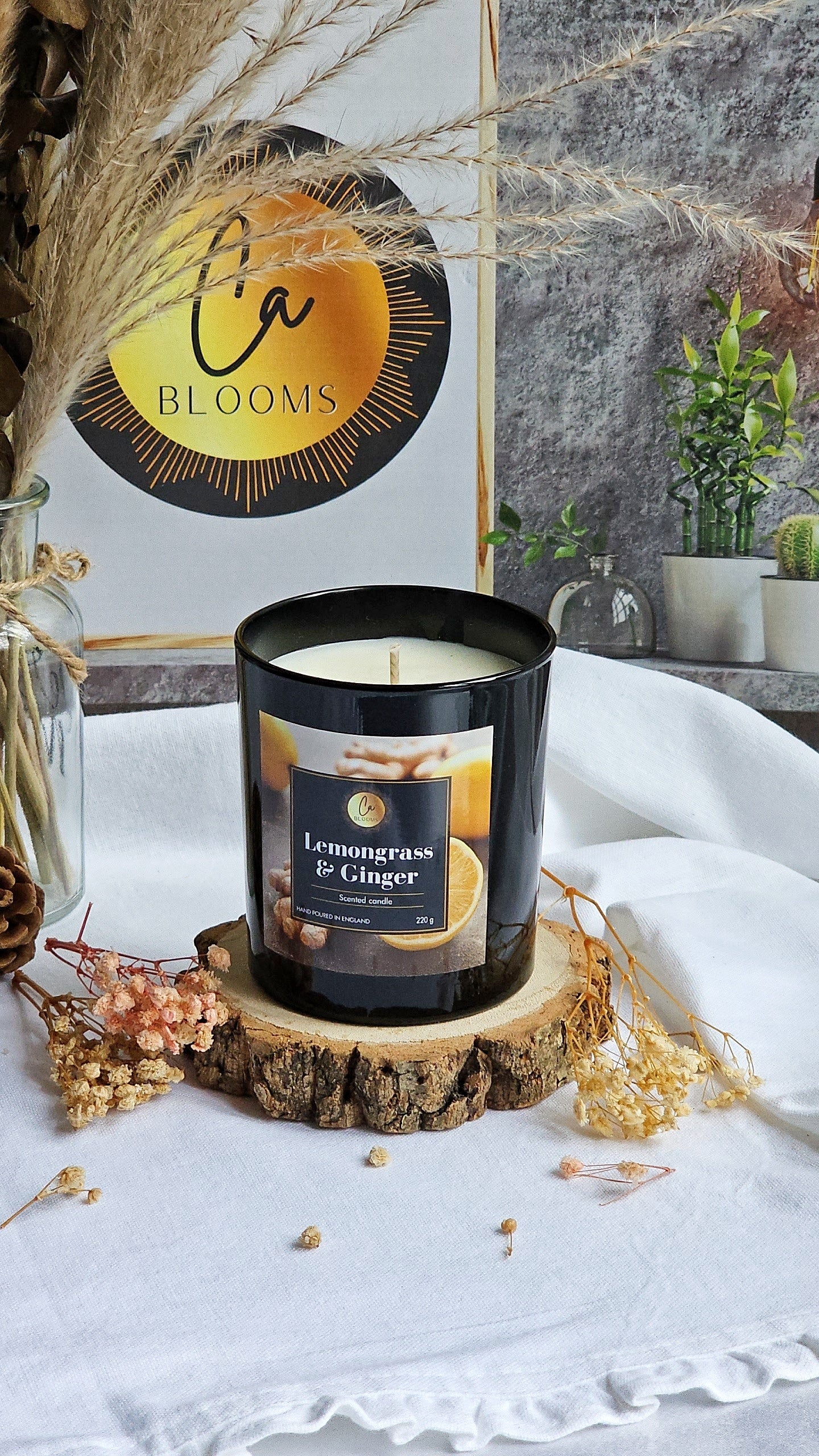 Lemongrass and ginger scented candle