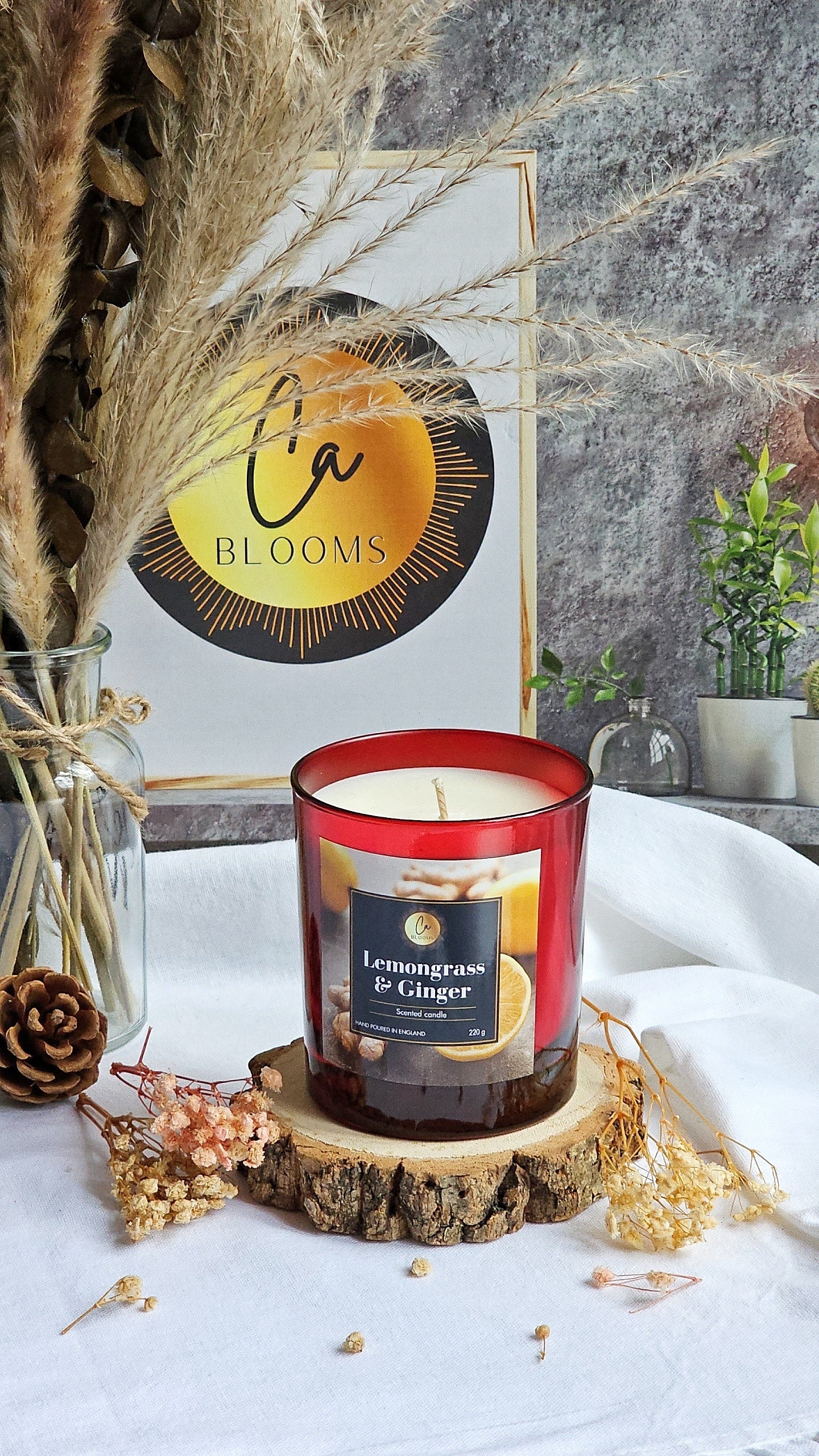 Lemongrass and ginger scented candle