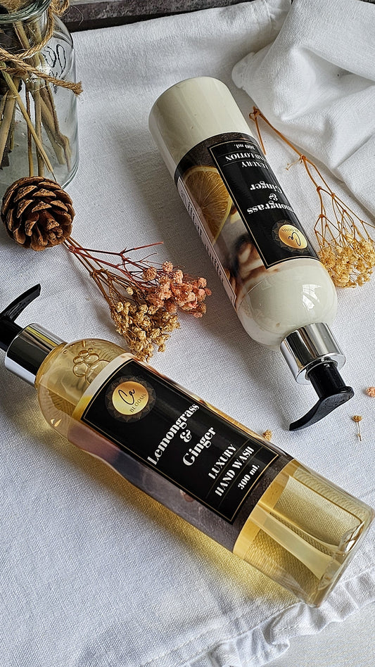 Lemongrass and ginger hand wash and hand lotion gift set